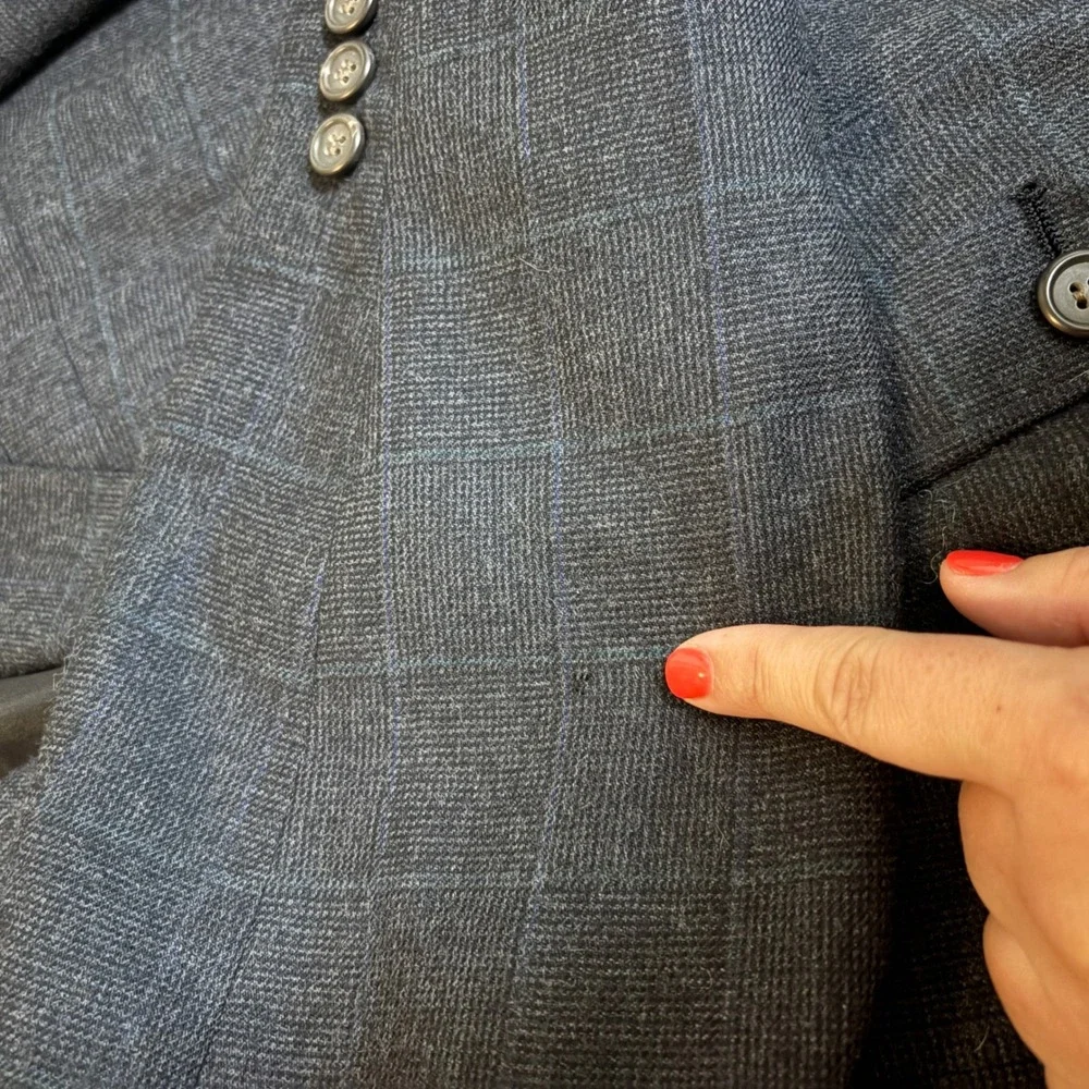 Polo University Club Ralph Lauren Men's 42R Blazer Navy Blue Wool Windowpane